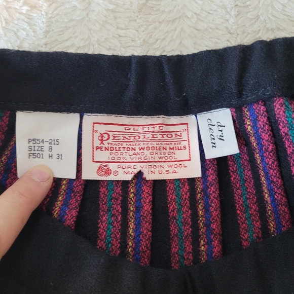 VTG Pendleton Skirt Size Black Pleated A-Line Wool A-Line Academia Tartan - Picture 9 of 9